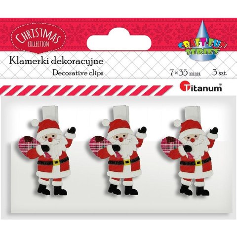 Titanum Ozdoba drewniana Craft-Fun Series klamerki XMAS Mikołaje Titanum (AQE19118-5)
