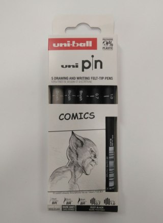 Uni Cienkopis kreślarski COMICS 5 szt ASP19 wkład mix mixmm 1kol. Uni (206478)