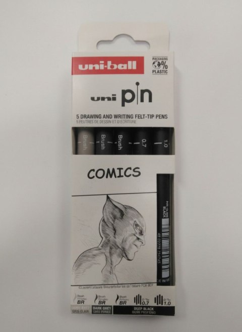 Uni Cienkopis kreślarski COMICS 5 szt ASP19 wkład mix mixmm 1kol. Uni (206478)