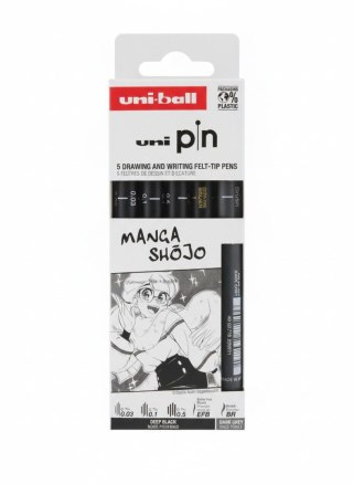 Uni Cienkopis kreślarski MANGA SHOJO 5 szt ASP016 wkład mix mixmm 1kol. Uni (206467)