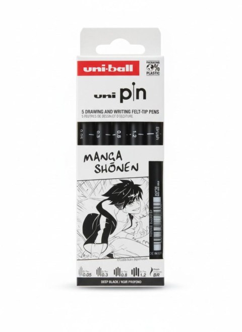 Uni Cienkopis kreślarski MANGA Shoen 5 szt ASP013 wkład mix mixmm 1kol. Uni (206470)