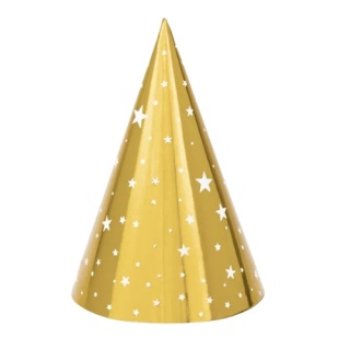 Czapeczki w Gwiazdki, złoty, 16cm_zestaw 6 sztuk