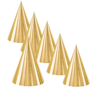 Czapeczki kolor złoty, 16cm / zestaw 6 sztuk