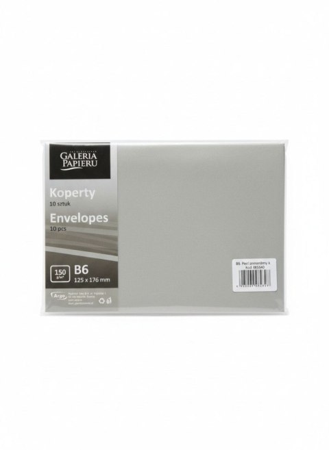 Galeria Papieru Koperta pearl srebrny jasny B6 srebrny Galeria Papieru (280840) 10 sztuk