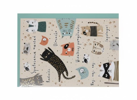 Henry Kartka składana Karnet A5 Beżowe Koty A5 Henry (5908451983406)