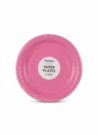 Partydeco Talerz jednorazowy ciemno różowy papier śr. 180mm 6 szt Partydeco (TPP90-006)