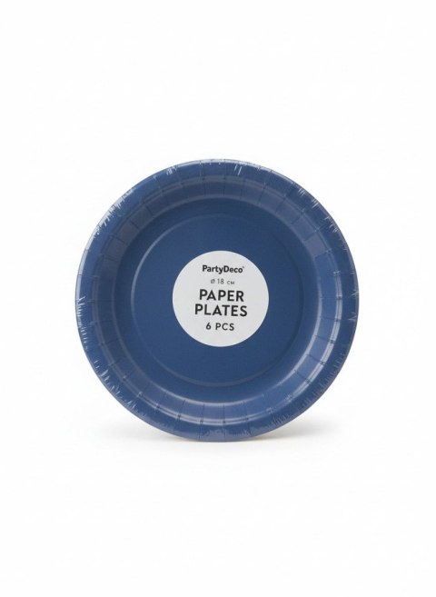 Partydeco Talerz jednorazowy granatowy papier śr. 180mm 6 szt Partydeco (TPP90-074)