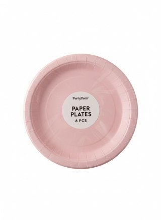 Partydeco Talerz jednorazowy jasno różowy papier śr. 180mm 6 szt Partydeco (TPP90-1081S)