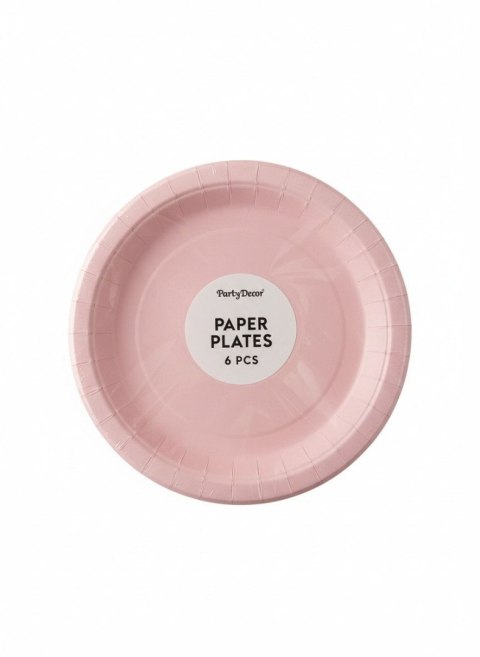 Partydeco Talerz jednorazowy jasno różowy papier śr. 180mm 6 szt Partydeco (TPP90-1081S)