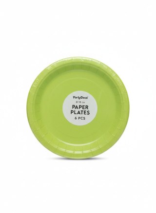 Partydeco Talerz jednorazowy jasno zielony papier śr. 180mm 6 szt Partydeco (TPP90-102)
