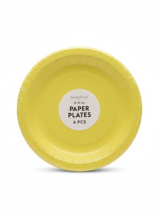 Partydeco Talerz jednorazowy żółty papier śr. 180mm 6 szt Partydeco (TPP90-084)