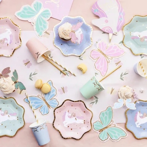 Talerzyki Jednorożec miks kolorów 18x18cm / zestaw 6 sztuk