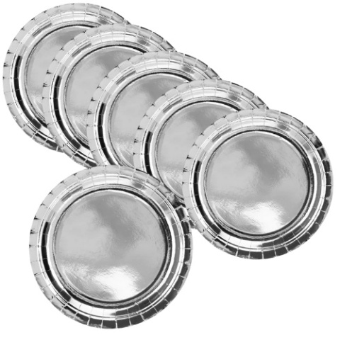 Talerzyki okrągłe papierowe srebrne