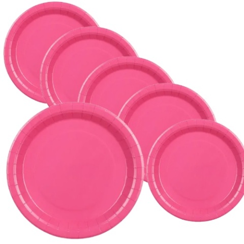 Talerzyki papierowe, ciemny różowy, 23cm: 1op./6szt.