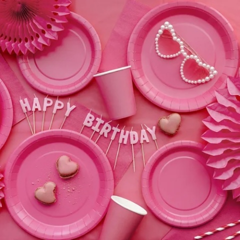 Talerzyki papierowe, ciemny różowy, 23cm: 1op./6szt.