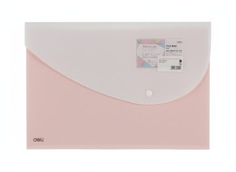 Deli Teczka plastikowa na zatrzask MACARON 5905658800116 A4 różowy Deli (E5506_PINK)