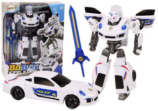 Lean Robot 2w1 Transformacja Samochód Policyjny Biały Lean (18843)