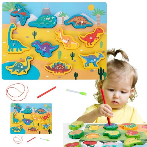 Lean Układanka Drewniana Magnesy Sznurek Do Przeplatania Dinozaury Lean (22029)