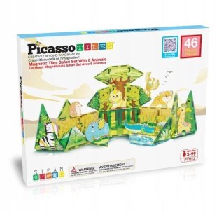 Orbico Sp. Z O.o. Klocki magnetyczne PICASSO TILES Zestaw 46 Elementy Safarii Orbico Sp. Z O.o. (PTQ12)