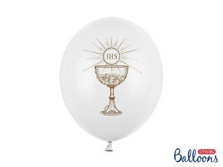Partydeco Balon gumowy IHS, Pastel Pure White biały 300mm Partydeco (SB14P-111-008-6)