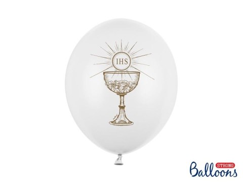 Partydeco Balon gumowy IHS, Pastel Pure White biały 300mm Partydeco (SB14P-111-008-6)