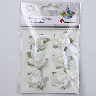 Titanum Ozdoba papierowa Craft-Fun Series róże na druciku Titanum (25YX0902-12- white)