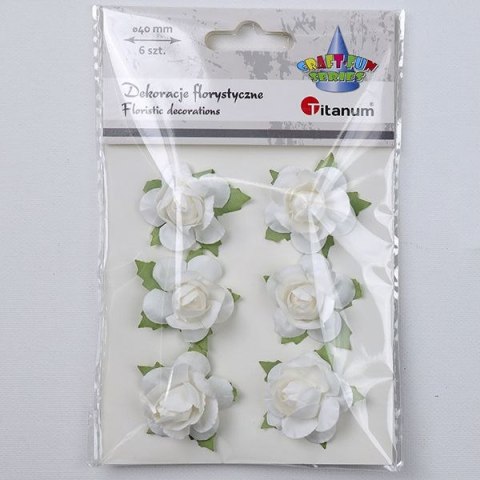 Titanum Ozdoba papierowa Craft-Fun Series róże na druciku Titanum (25YX0902-12- white)