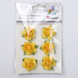 Titanum Ozdoba papierowa Craft-Fun Series róże na druciku Titanum (25YX0902-12- yellow)