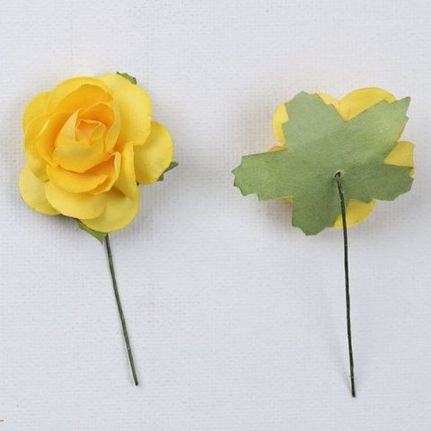 Titanum Ozdoba papierowa Craft-Fun Series róże na druciku Titanum (25YX0902-12- yellow)