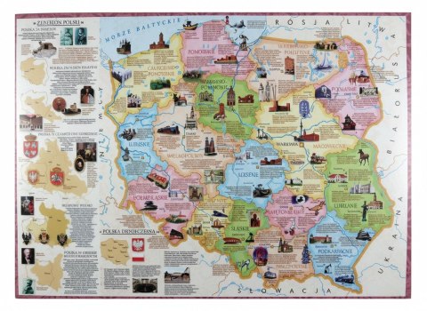Demart Podkład na biurko mappuzzle Mapa Polski regiony mix PVC PCW Demart