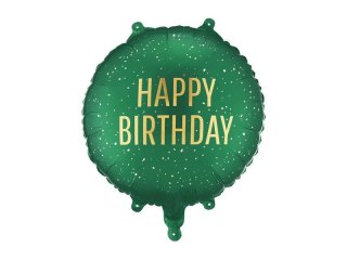 Partydeco Balon foliowy pastylka Happy Birthday, 35x35 cm, ciemnozielony 18cal Partydeco (FB353-012C)