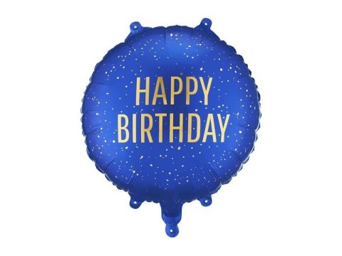 Partydeco Balon foliowy pastylka Happy Birthday, 35x35 cm, granat 18cal Partydeco (FB353-074)