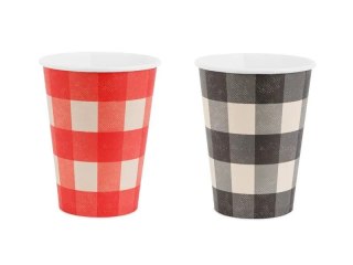 Partydeco Kubek jednorazowy krata papier 400ml Partydeco (KPP106-EU1)