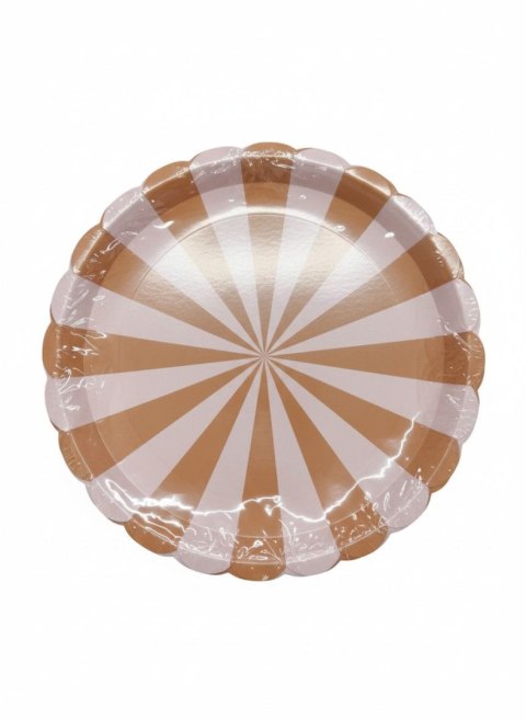 Partydeco Talerz jednorazowy Paski karton śr. 210mm 6 szt Partydeco (TPP92)