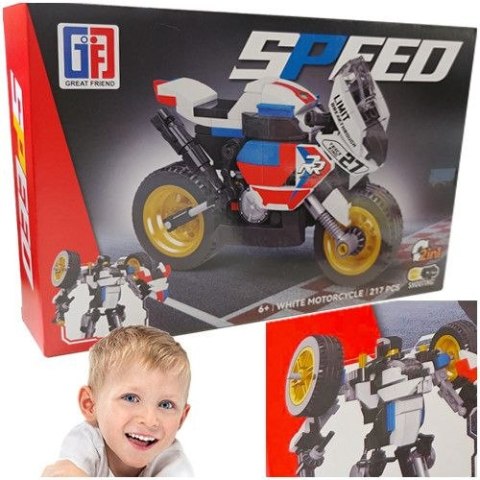 Rastar Klocki konstrukcyjne MOTOCYKL MOTOR ROBOT BIAŁY 2w1 217 ELEMENTÓW Rastar (23583)
