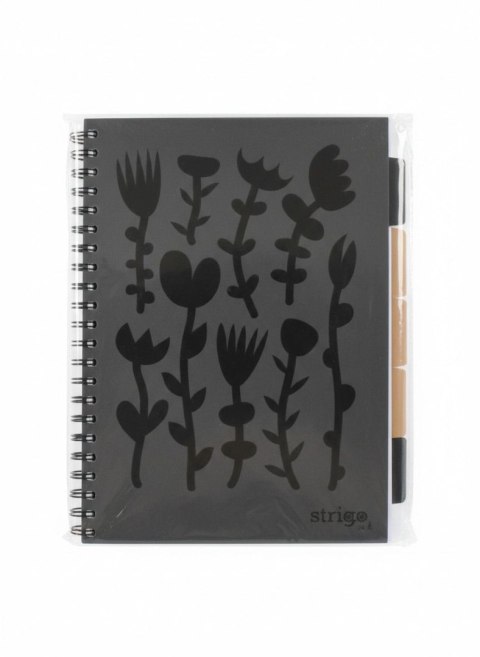 Strigo Kołozeszyt (kołonotatnik) A4 PADS FLORAL CZARNY 100k. 80g krata Strigo (PADS042)