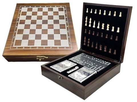 Adar Gra logiczna zestaw gier w drewnianej skrzynce, szachy, karty, domino Adar (632196)