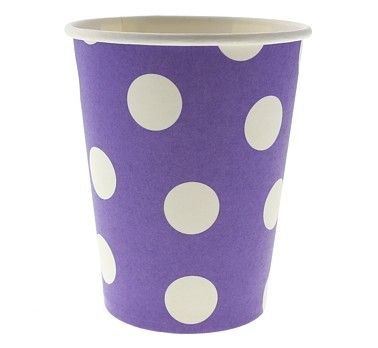 Godan Kubek jednorazowy lawendowy w groszki papier 270ml Godan (PF-KGLA)