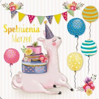 Henry Pocztówka Kartka Jednostronna kremowa lama Henry (5905701485031)