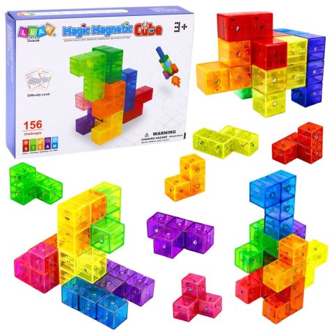Lean Klocki magnetyczne Układanka Magic Cube 156 Kart Z Wyzwaniami 9 el. Lean (19710)