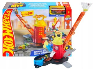Hot Wheels Samochód strażacki City SUPER REMIZA STRAŻACKA + samochód Hot Wheels (JHL95)