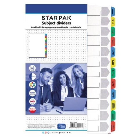 Starpak Przekładka numeryczna Office A4 biała 1-12 [mm:] 210x297 Starpak (131565)