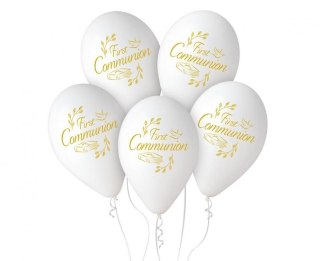 Godan Balon gumowy first communion, 5szt. biały 13cal Godan (GS120/FC)