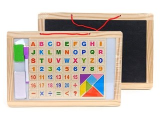 Adar Tablica magnetyczna biała z flamastrem, w drewnianej oprawie, z drewnianymi literkami i liczbami Adar (492370)