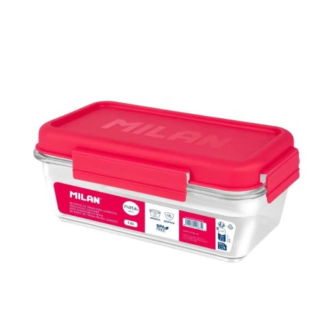 Milan Śniadaniówka Pojemnik prostokątny na lunch z tritanu 1,2 L MILAN nata 624 różowy [mm:] 230x125x 92 Milan (6425120NTR)