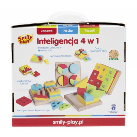 Smily Play Zabawka edukacyjna drewniana inteligencja 4w1 Smily Play (AC7620 AN01)