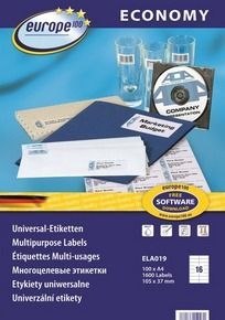 Avery Zweckform Etykieta samoprzylepna A4 Economy Europe100 biały [mm:] 105x37 Avery Zweckform (ELA019)