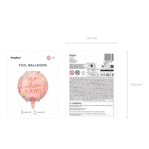 Partydeco Balon foliowy dla kochanej mamy 18cal Partydeco (FB210)