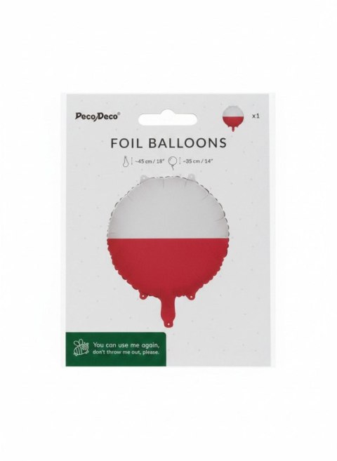 Partydeco Balon foliowy 35cm, Flaga Polski Partydeco (FB424-POL)