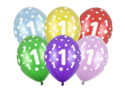 Partydeco Balon gumowy 1st Birthday, Metallic Mix mix 300mm Partydeco (SB14M-001-000)
